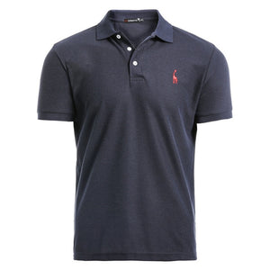 New Man Polo Shirt Mens Casual Deer Embroidery Cotton Polo shirt Men Short Sleeve High Quantity polo men