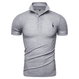 New Man Polo Shirt Mens Casual Deer Embroidery Cotton Polo shirt Men Short Sleeve High Quantity polo men